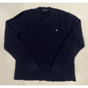 Vintage American Eagle Ribbed Henley Base Layer Navy‎ Long Sleeve Shirt XXL